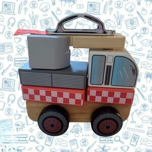 NEW" J'ADORE PARIS STACKING WOODEN FIRE TRUCK ~ 12 MONTHS +